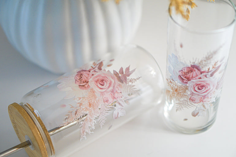 16oz The Bride Floral Glass Tumbler – Evelyne and Company